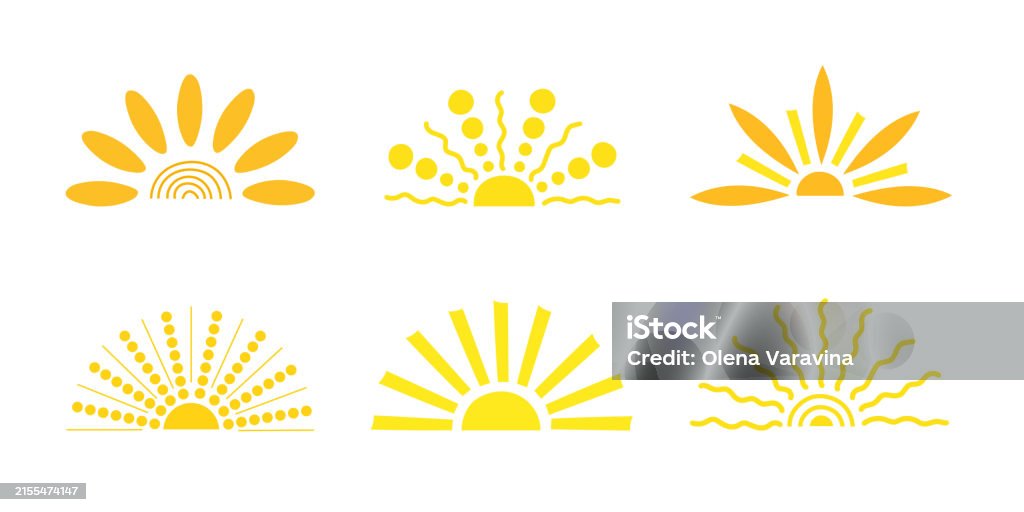 Half Sun Vector Rough Simple Yellow Half Sun Hand Drawn Vector Flat Illustration With ...