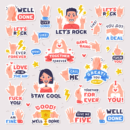 Bight Back Sticker Bright Stickers Design With Positive Saying Vector Set Stock ...