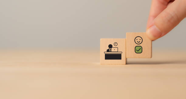 istock Employee wellbeing survey and rating concept. Employee benefits and satisfaction programs. Fostering a positive work culture, employee engagement. Physical, mental and emotional health of employees. 2155481999