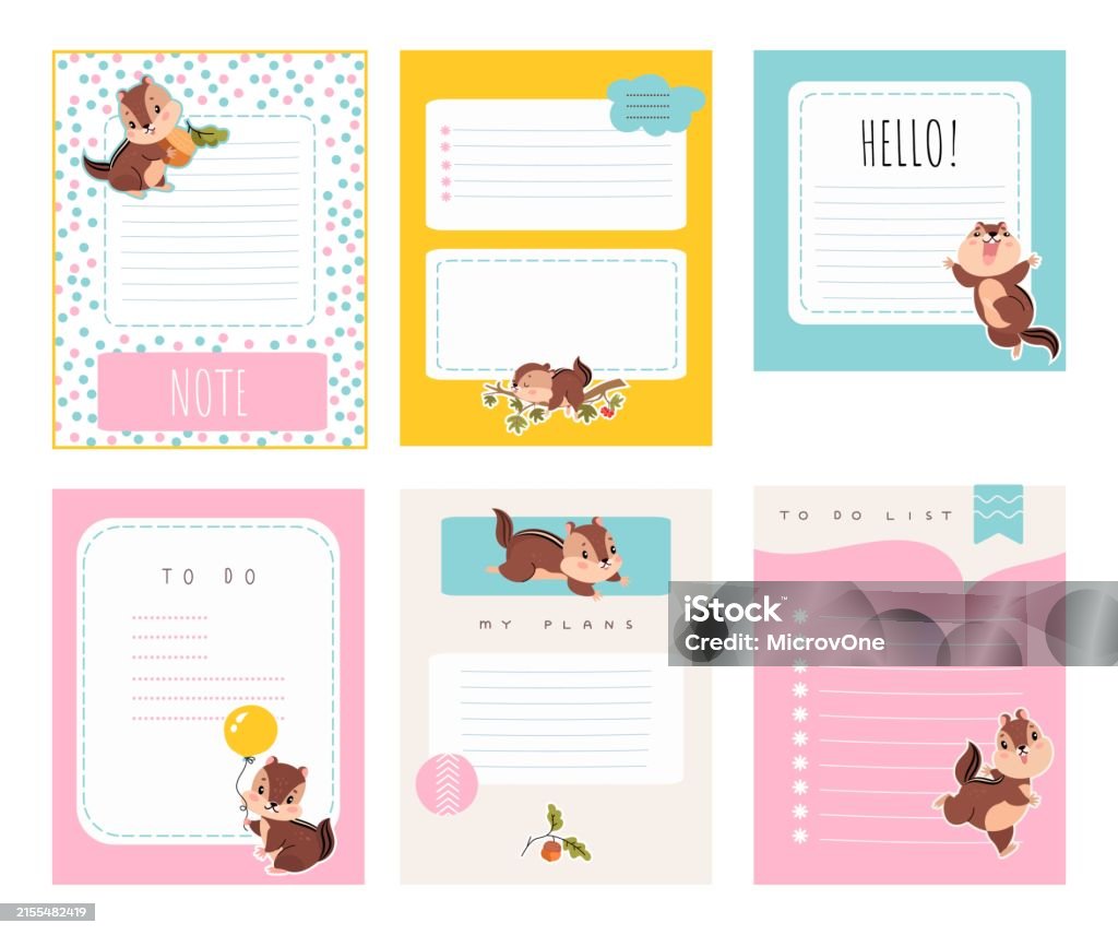 Notepad Cartoon To Do Notepad Pages Cartoon Design Childish Sheets With Stickers And Cute ...
