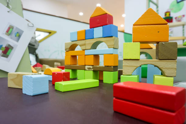 istock Multicolor building wooden block, geometric toys for kid 2155486164