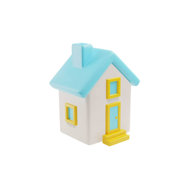 istock House building with chimney pipe 3D vector icon, cartoon isometric real estate construction, volume kids toy, game asset 2155497306