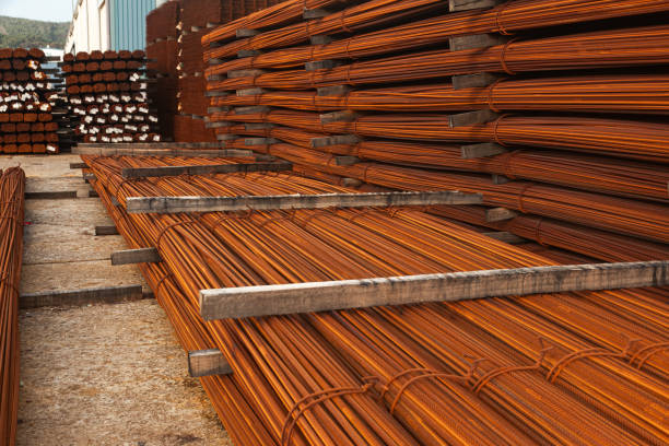 istock Stacked packs of stored rusty fittings in a warehouse. 2155497335
