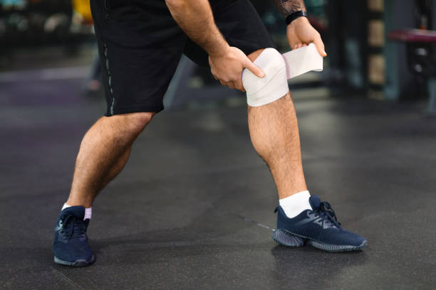istock Man With Bandage Around His Leg, Cropped 2155499181