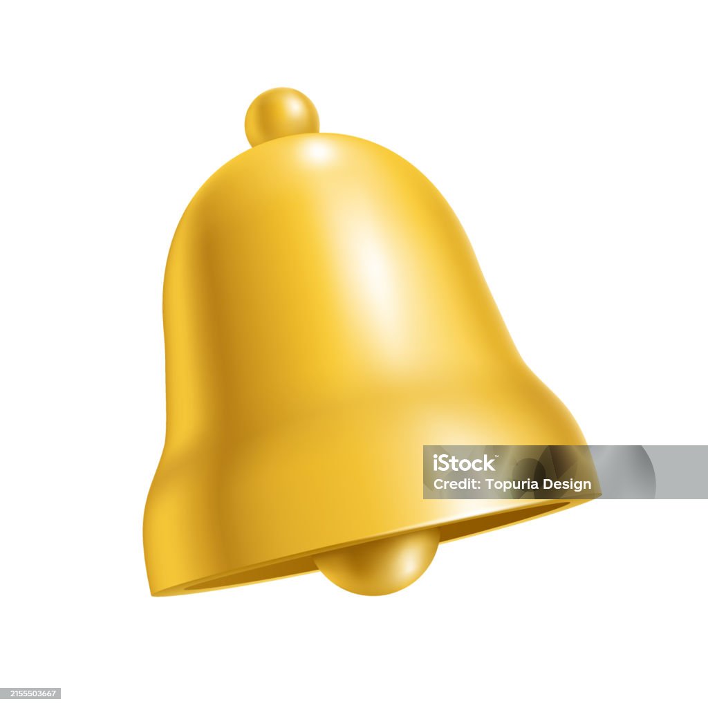 Bell Shadow Image Realistic Yellow Bell Vector Illustration With Soft Shadow On White ...