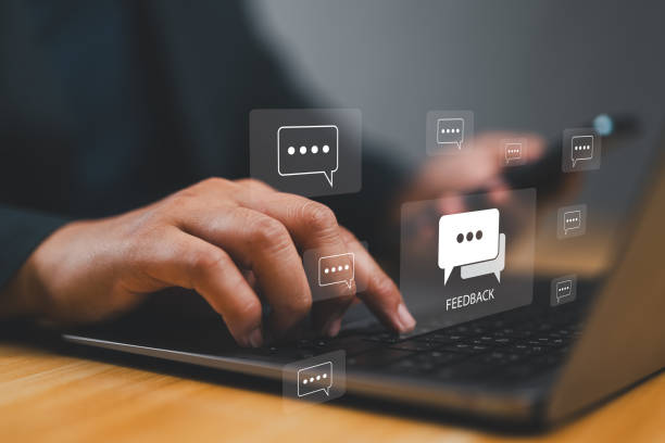 istock Manager collects information from customer satisfaction to develop products and services, Feedback concept, user comment rating online, writing feedback review, reputation management. 2155504134