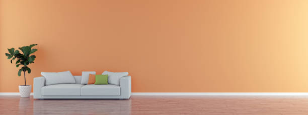 istock Large luxury modern bright interiors Living room mockup illustration 3D rendering image 2155505643