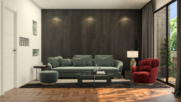 istock Large luxury modern bright interiors Living room mockup illustration 3D rendering image 2155505753