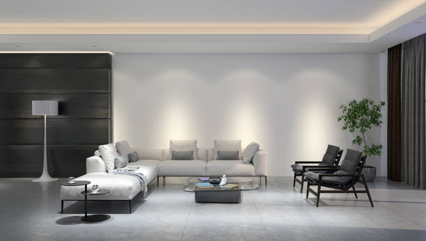 istock Large luxury modern bright interiors Living room mockup illustration 3D rendering image 2155507066