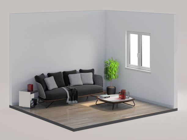 istock modern bright interiors apartment Living room 3D rendering illustration 2155508305