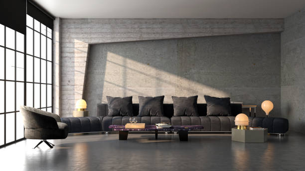 istock Large luxury modern bright interiors Living room mockup illustration 3D rendering image 2155508408