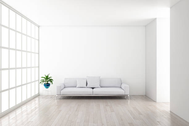 istock Large luxury modern bright interiors Living room mockup illustration 3D rendering image 2155509275