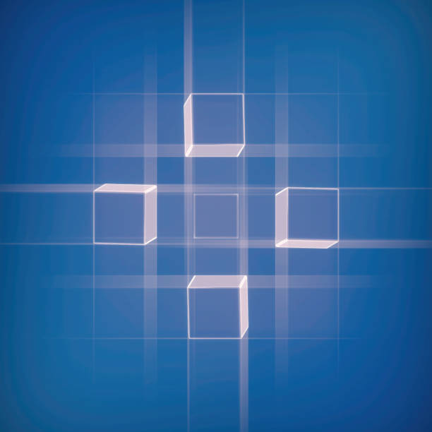Abstract background concept: 3d rendered geometric cubes. Technology cloud data security. Many small cube shaped designs for architecture, AI, network come together to form the big cubic block. Computer pattern illustration poster with copy space