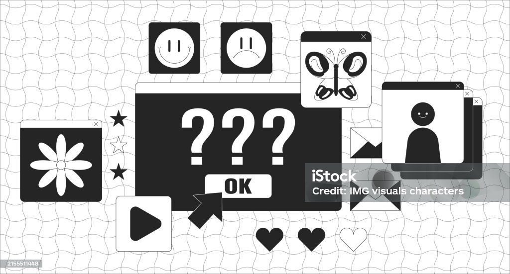 Computer error screen black and white lofi wallpaper Computer error screen black and white lofi wallpaper. Problems with access on internet source 2D outline cartoon flat illustration. Technical issues with website vector line lo fi aesthetic background Art stock vector Computer error screen black and white lofi wallpaper Computer error screen black and white lofi wallpaper. Problems with access on internet source 2D outline cartoon flat illustration. Technical issues with website vector line lo fi aesthetic background Art stock vector