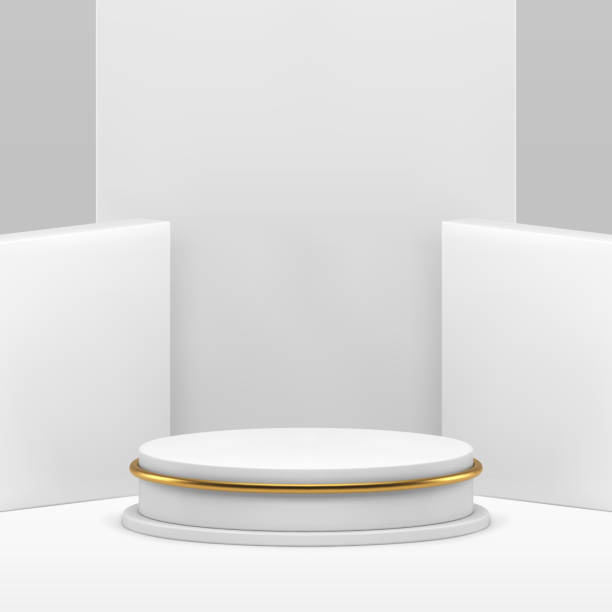 istock 3d luxury cylinder podium pedestal with white wall geometric background realistic vector 2155513279