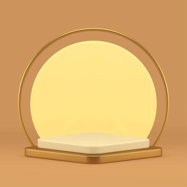 istock 3d rhombus luxury podium pedestal with pastel circle wall background realistic vector 2155513344