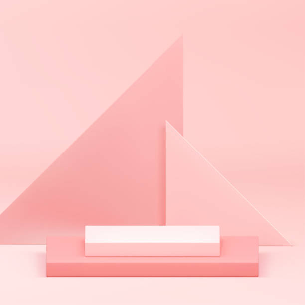 istock Pink geometric 3d podium pedestal mock up for cosmetic product show presentation realistic vector 2155513561