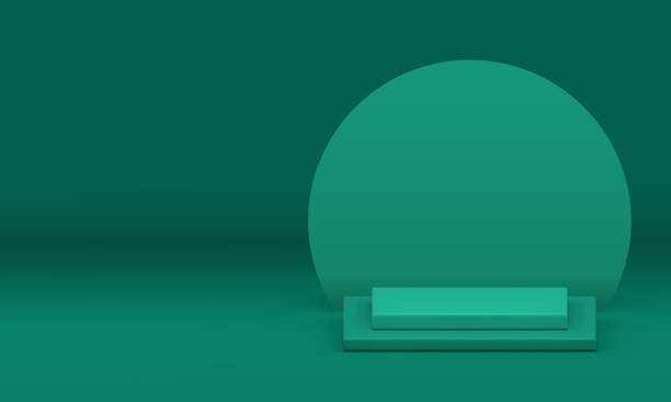 istock Green 3d podium pedestal with circle wall background for product show realistic vector illustration 2155513620