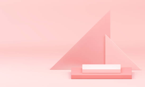 istock Pink pastel 3d podium pedestal mock up for cosmetic product show presentation realistic vector 2155513647