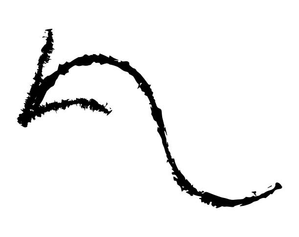 istock Hand drawn simple arrow drawn with wax crayon, chalk or charcoal. Uneven dry texture for underlining highlighting. Pencil drawn lines, strikethrough, grungy vector isolated on white 2155514809