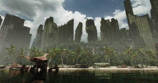 istock Abandoned Skyscrapers in Post-Apocalyptic Urban Jungle 2155516216