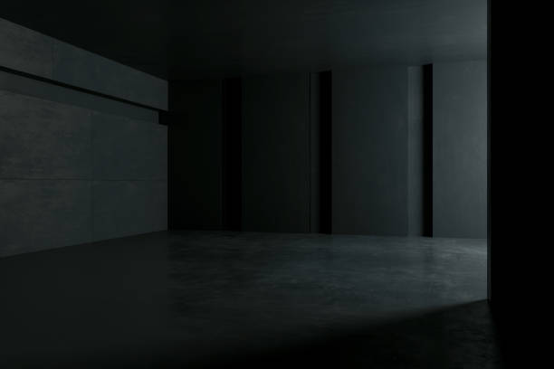 istock minimalist dark abstract interior design with geometric patterns and sleek textures. Perfect for contemporary spaces. 3D illustration 2155516928