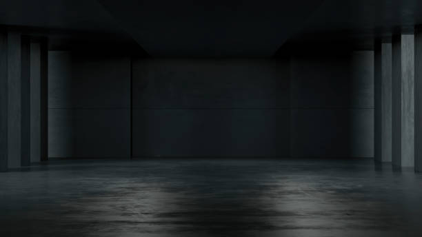 istock minimalist dark abstract interior design with geometric patterns and sleek textures. Perfect for contemporary spaces. 3D illustration 2155516936