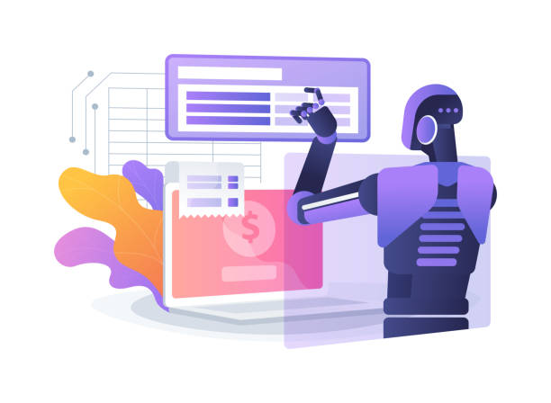 illustrations, cliparts, dessins animés et icônes de ai-supported invoice processing abstract concept vector illustration. - automatisé