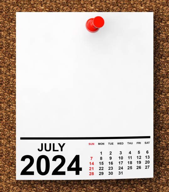 istock Calendar July 2024 on Blank Note Paper. 3d Rendering 2155518376