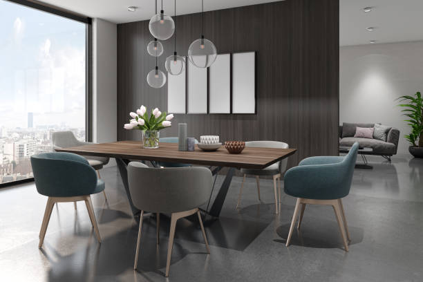 istock Large luxury modern bright interiors Living room mockup illustration 3D rendering image 2155518661