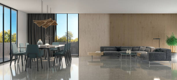 istock Large luxury modern bright interiors Living room mockup illustration 3D rendering image 2155518763