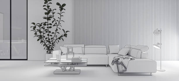 istock Large luxury modern bright interiors Living room mockup illustration 3D rendering image 2155518964