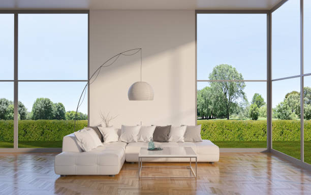 istock Large luxury modern bright interiors Living room mockup illustration 3D rendering image 2155518985