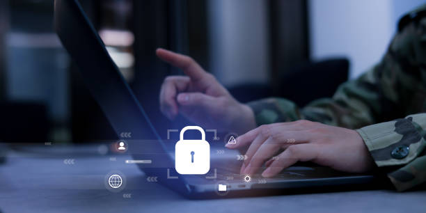 istock close up soldier man hand type o laptop to check security system of access data in private monitoring room with virtual icon for military operation control and command concept 2155519264