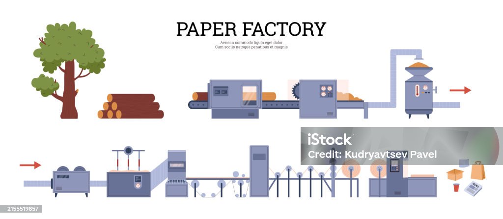 Epaper Factory Paper Factory Banner Vector Illustration In Flat Style Stock ...