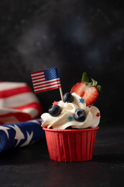istock American cupcake with USA flags for Patriotic Independence Day. 2155521354