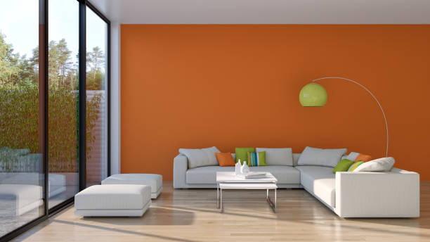 istock Large luxury modern bright interiors Living room mockup illustration 3D rendering image 2155522438