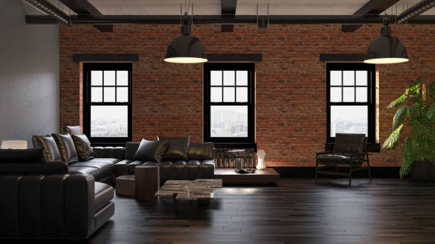 istock Large luxury modern bright interiors Living room mockup illustration 3D rendering image 2155522570