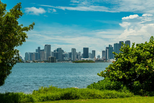 The Miami Skyline as seen from Julia Tuttle Causeway. Zoom shot.