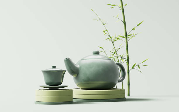 istock Chinese style teapot and teacup, 3d rendering. 2155525718
