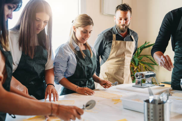 istock Cooking class experience to learn how to make homemade pasta 2155528967
