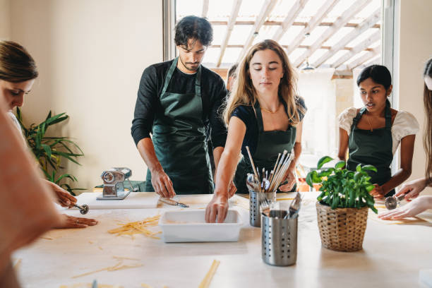 istock Cooking class experience to learn how to make homemade pasta 2155528974