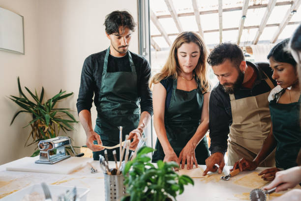 istock Cooking class experience to learn how to make homemade pasta 2155528976