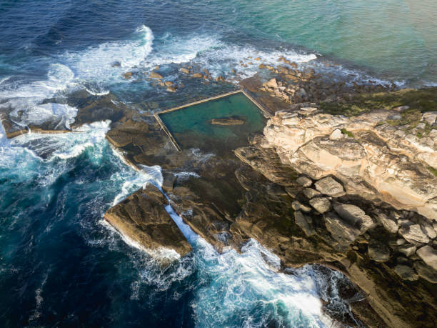 istock Aerial landscape views overlooking North Curl Curl  rock pool 2155531749