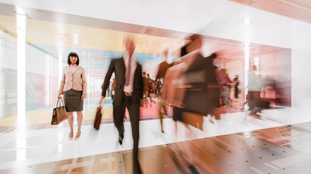 istock Motion blur of walking commuter during the rush hour 2155533308