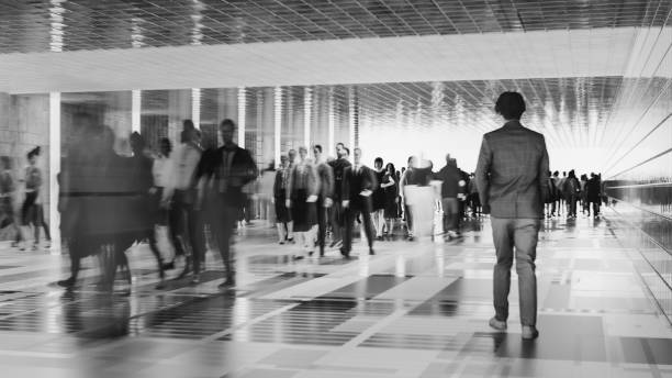 istock Motion blur of walking commuter during the rush hour 2155533555