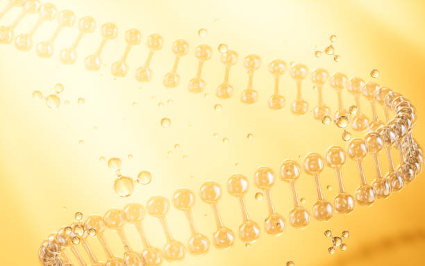 istock Golden molecular structure, skincare and biomedical concept, 3d rendering. 2155537818