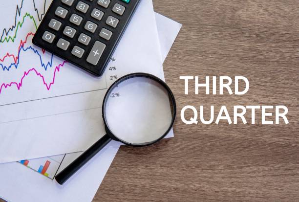 istock Top view image of text THIRD QUARTER on office desk. 2155546094
