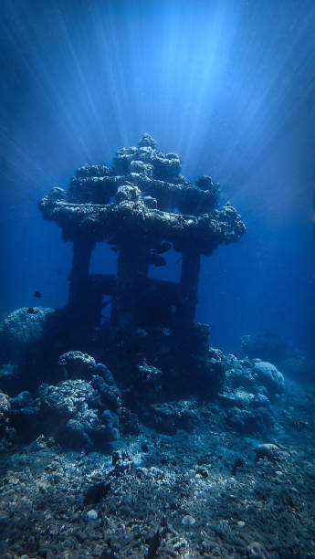 Atlantis underwater temple at a coral reef