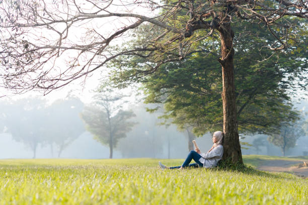 Reading or Writing outdoor during summertime